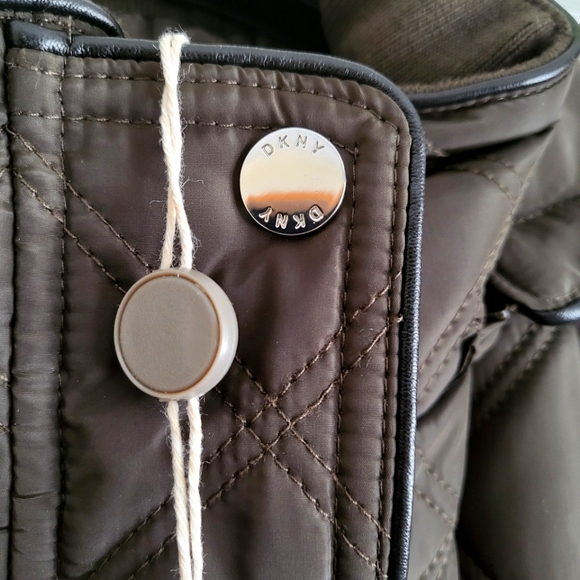 NWT DKNY Quilted Jacket Coat Brown Size XXS - Picture 7 of 11